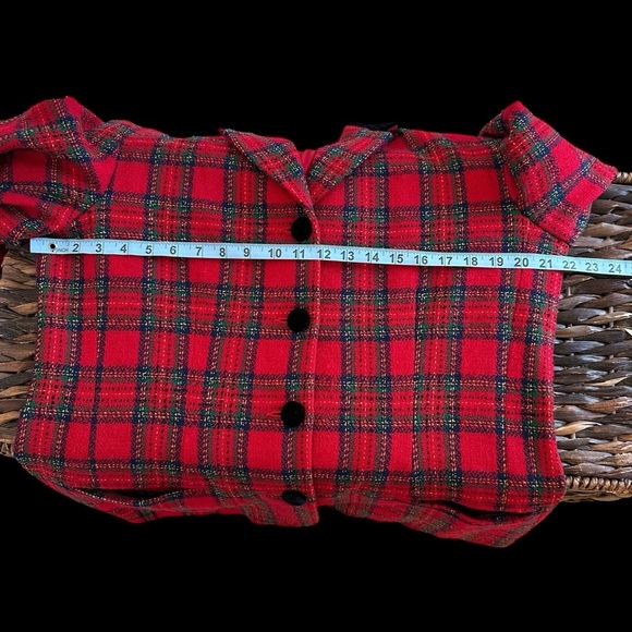 Vintage Talbots sz 16 Red Plaid Wool Blazer Jacket Velvet trim Christmas Holiday - Picture 4 of 7